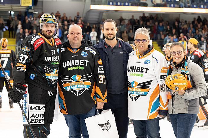Andreas Kristler (Steinbach Black Wings Linz), Julian Pusnik (Steinbach Black Wings Linz) Steinbach Black Wings Linz vs EC iDM Wärmepumpen VSV, 1. Runde, Steinbach Black Wings Linz, Linz AG Eisarena 