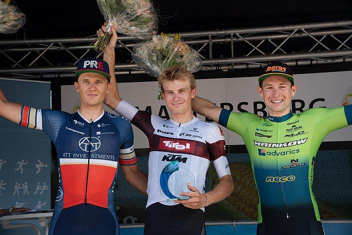 Podest 2. Platz Platz Petr Klaboch (CZE, ATT Investmenst). Sieger Karel Vacek (CZE, Tirol KTM Cycling Team), 3. Platz Timon Loderer (GER, Hrinkow Advarics), Radsport, Herren Radliga, 60. Burgenland Rundfahrt