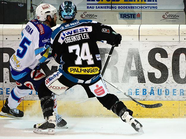 Daniel Oberkofler (Liwest Black Wings Linz) und Scott Hotham (EC VSV), EHC Liwest Black Wings Linz vs EC VSV, Play-Offs, Viertelfinale 