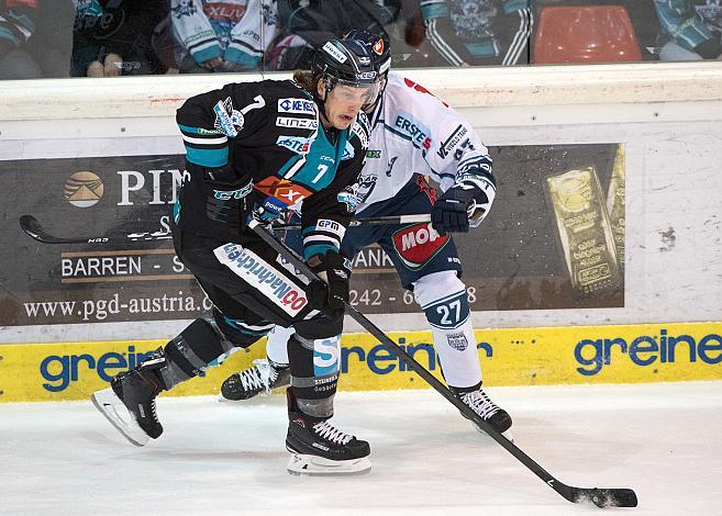 Brian Lebler (EHC Liwest Black Wings Linz) und Brett Palin (Fehervar AV 19) EHC Liwest Black Wings Linz vs Fehervar AV 19