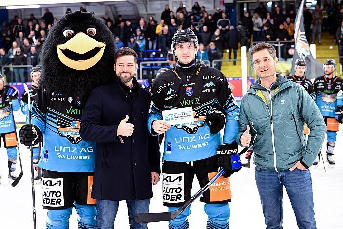 Spieler des Abends Luka Maver (Steinbach Black Wings Linz) 45. Runde ICE, Steinbach Black Wings Linz vs FTC-Telekom, Linz AG Eisarena 