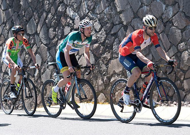 v.l. Manuel Senni (ITA, Bardiani CSF), Stephan Rabitsch (AUT, Team Felbermayr Simplon Wels) im grünen Trikot des Bergbesten, Giovanni Visconti (ITA, Bahrain Merida Pro Cycling Team), Auer - Meran 138km
v.l. Manuel Senni (ITA, Bardiani CSF), Stephan R