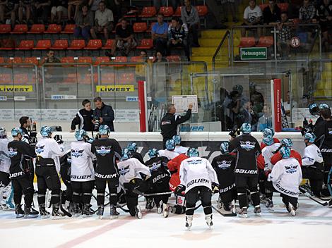 Trainer Rob Daum, leitet das erste Training der Linzer, Liwest Black Wings 2012/2013
