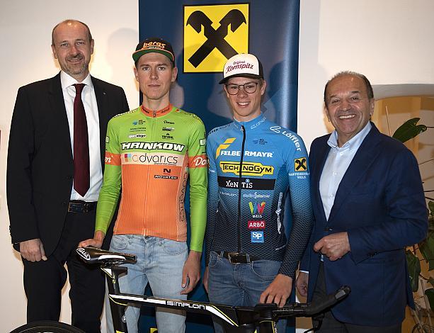 v.l. Bernhard Marckhgott , Raiffeisen LB OÃ–, Daniel Eichinger (AUT, Hrinkow Advarics Cycleang Team), Fabian Steininger (AUT, Team Felbermayr Simplon Wels), Paul Resch (PrÃ¤sident LRV OberÃ¶sterreich) Pressekonferenz, 10. Int. OberÃ¶sterreich Rundfahrt