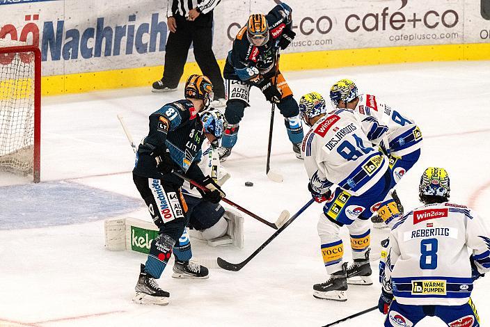 Sean Collins , Tormann Jean-Philippe Lamoureux (EC iDM Wärmepumpen VSV), Marco Brucker (Steinbach Black Wings Linz), Maximilian Rebernig (EC iDM Wärmepumpen VSV), Andrew Desjardins, Niklas Wetzl (EC iDM Wärmepumpen VSV), Steinbach Black Wings Linz vs EC IDM Wärmepumpen VSV, 2. Runde ICE Eishockey Liga, Linz AG Eisarena