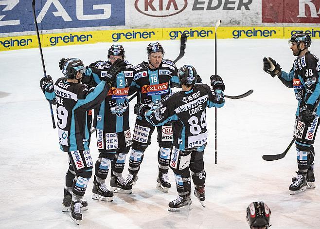 Linz feiert das 1 zu 1 EHC Liwest Black Wings Linz - HC TWK Innsbruck  Die Haie