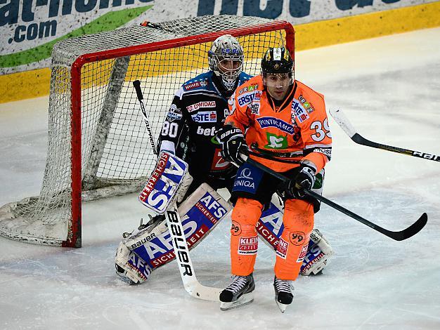 David LeNeveu Tormann (Liwest Black Wings Linz) und Trevor Frischmon (Graz 99ers), EHC Liwest Black Wings Linz vs Graz 99ers, Zwischenrunde