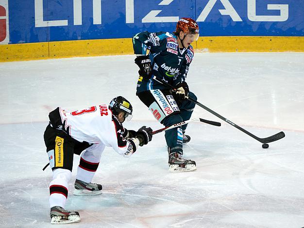 Brian Lebler, Linz und Michael Kolarz, Znaim, EHC Liwest Black Wings Linz vs HC Orli Znojmo