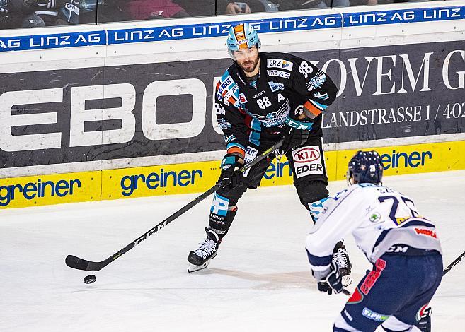 Im Bild: Dan DaSilva (EHC Liwest Black Wings Linz) Eishockey,  EHC Liwest Black Wings Linz vs Hydro Fehervar AV 19