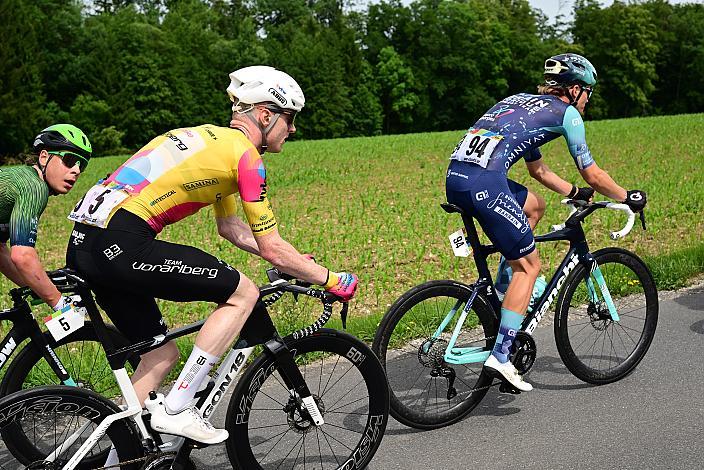 Die Ausreisser mit Colin Chris Stüssi (SUI, Team Vorarlberg), Erazem Valjavec (SLO, Soudal - Quickstep Devo Team), Maximilian Schmidbauer (AUT, Schwingshandl Intralogistics), Josef Dirnbauer (AUT, Hrinkow Advarics), Miguel Heidemann (GER, Rembe - rad-net), Balint Feldhofer (HUN, Bahrain Victorious Development Team), 3. Etappe Asten - Bad Schallerbach, Oberösterreich Rundfahrt