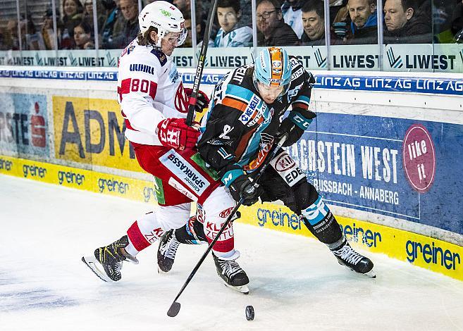 Nikolaus Kraus (EC KAC), Troy Rutkowski (EHC Liwest Black Wings Linz), Eishockey,  2. Viertelfinale EHC Liwest Black Wings Linz vs EC KAC