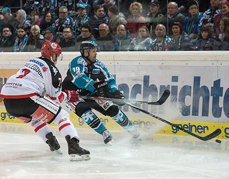 Andrew Jacob Kozek  (EHC Liwest Black Wings Linz) und Dustin VanBallegooie (HC TWK Innsbruck  Die Haie), EHC Liwest Black Wings Linz vs HC TWK Innsbruck  Die Haie