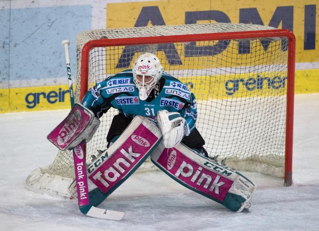 Tormann Florian Janny (EHC Liwest Black Wings Linz) EHC Liwest Black Wings Linz vs HDD Olimpija Ljubljana 