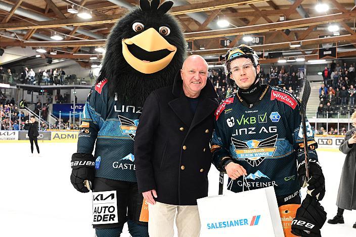 Spieler des Abends Niklas Bretschneider (Steinbach Black Wings Linz) Steinbach Black Wings Linz vs Bemer Pioneers Vorarlberg, Linz AG Eisarena 