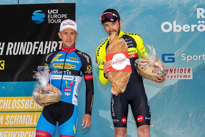 v.l. 2. Platz Riccardo Zoidl (AUT, Team Felbermayr Simplon Wels), Etappen und Gesamtsieger, Alexis Guerin (FRA, Team Vorarlberg) 3. Etappe Traun - Hinterstoder, Int. Raiffeisen Oberösterreich Rundfahrt UCI Kat. 2.2