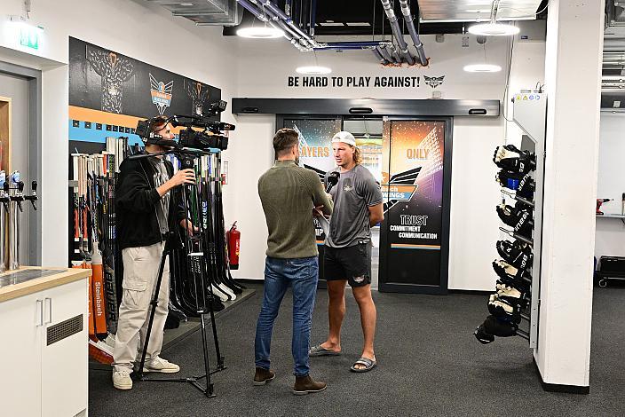 Brian Lebler (Steinbach Black Wings Linz) Saisonstart Pressegespräch, Steinbach Black Wings Linz Linz AG Eisarena 