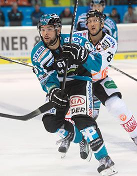 Patrick Spannring (EHC Liwest Black Wings Linz) und Philipp Pinter (Moser Medical Graz 99ers), EHC Liwest Black Wings Linz vs Graz 99ers