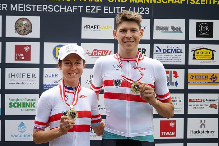 Anna Kiesenhofer (AUT, Israel Premier Tech Roland), Patrick Gamper (AUT, Bora - Hansgrohe) ÖM Staatsmeisterschaft, Zeitfahren, Erpfendorf Tirol