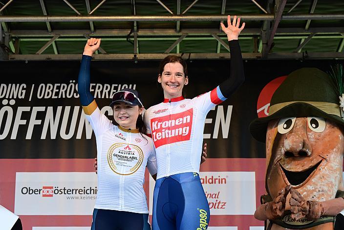 Elisa Winter (AUT, Union Raiffeisen Radteam Tirol), Petra Zsanko (HUN, Arbö Rapso Knittelfeld)  63. Saison Eroeffnung Leonding Damen Elite, Road Cyling League Austria