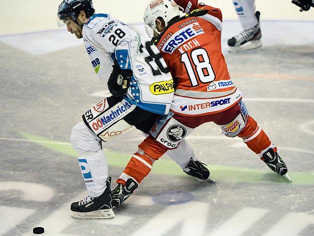 Mike Ouellette (Liwest Black Wings Linz) und Thomas Koch (EC KAC), EC KAC vs EHC Liwest Black Wings Linz, Spiel 6, Play-Offs, Semifinale 