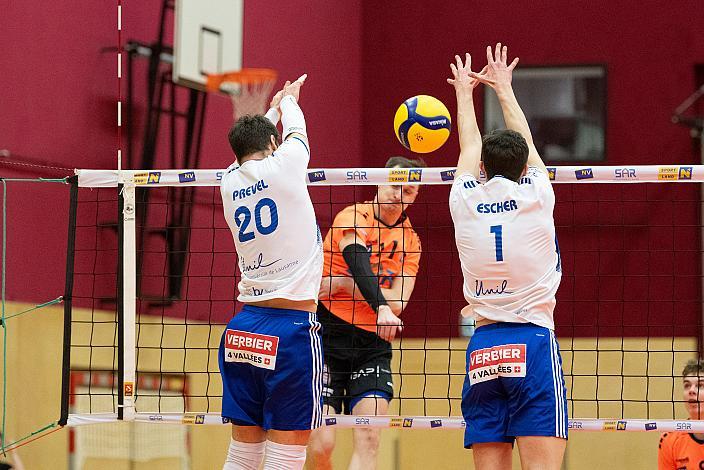 Patryk Napiorkowski (VCA Amstetten Niederösterreich), Adrien Prevel (FRA, Lausanne UC), Helmut Georg Escher (GER, Lausanne UC) Volleyball CEV Challenge Cup VCA Amstetten NÖ vs Lausanne UC (Schweiz)