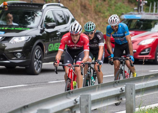 v.l. Michael Gogl (AUT, Trek - Segafredo), Lukas Pöstlberger (AUT, Bora - Hansgrohe), Markus Eibegger (AUT, Team Felbermayr Simplon Wels)  Rad Staatsmeisterschaft, Elite Herren, Grein an der Donau
v.l. Michael Gogl (AUT, Trek - Segafredo), Lukas PÃ¶s