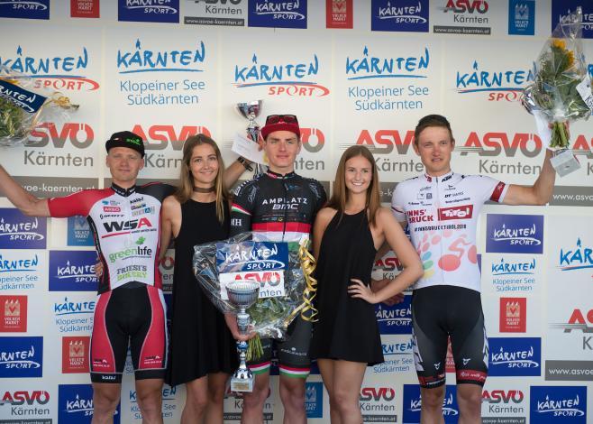 Siegerpodest v.l.  Helmut Trettwer (GER, WSA-Greenlife), Janos Pelikan (HUN, Team Amplatz - BMC) , Maximilian Kuen (AUT, Tirol Cycling Team)