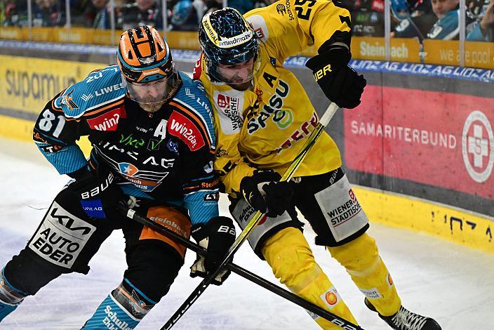 Sean Collins (Steinbach Black Wings Linz), Jeremy Gregoire (spusu Vienna Capitals)  Win2Day ICE Hockey League,  Steinbach Black Wings Linz vs Spusu Vienna Capitals,  Linz AG Eisarena