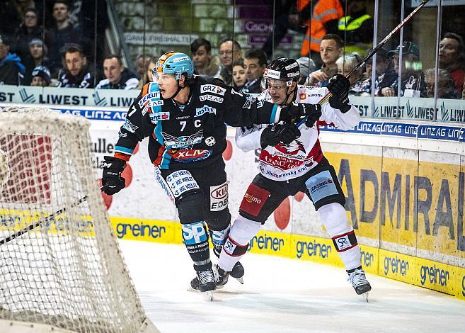 Brian Lebler (EHC Liwest Black Wings Linz), Ales Sova (HC Orli Znojmo)  Eishockey,  EHC Liwest Black Wings Linz vs HC Orli Znojmo