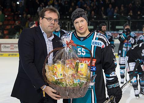 Robert Lukas (EHC Liwest Black Wings Linz), Spieler des Abends, EHC Liwest Black Wings Linz vs KHL Medvescak Zagreb