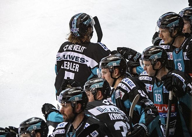 Brian Lebler (EHC Liwest Black Wings Linz) feiert das 1 zu 0, EHC Liwest Black Wings Linz vs Fehervar AV 19
