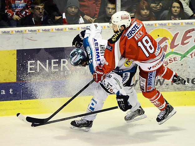 Pat Leahy (Liwest Black Wings Linz) und Thomas Koch (EC KAC), EC KAC vs EHC Liwest Black Wings Linz, Spiel 6, Play-Offs, Semifinale 