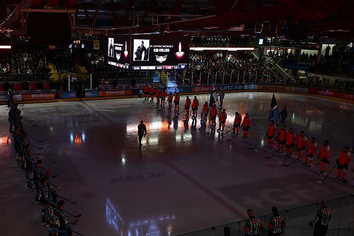 Erinnerung an Trainer Kim Collins,  Win2Day ICE Hockey League,  Steinbach Black Wings Linz vs Moser Medical Graz 99ers,  Linz AG Eisarena 