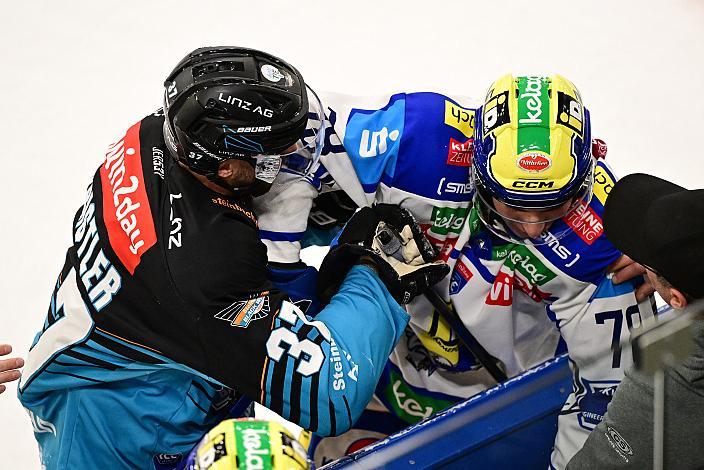Andreas Kristler (Steinbach Black Wings Linz), Felix Maxa (EC iDM Wärmepumpen VSV) Spiel 2 Pre-Playoffs,  ICE, Steinbach Black Wings Linz vs EC iDM Wärmepumpen VSV, Linz AG Eisarena 