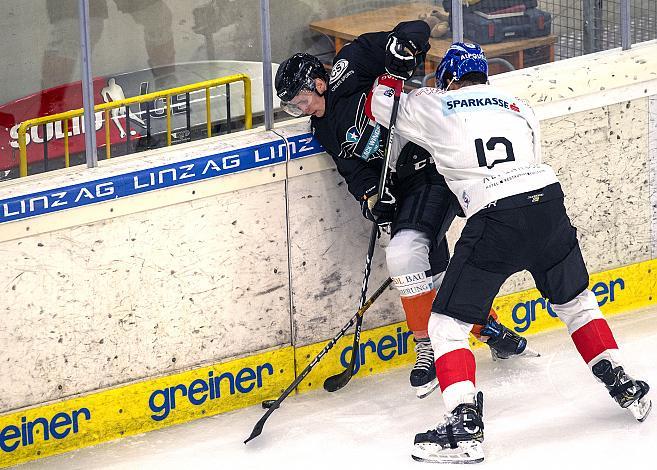 Stefan Gaffal (Black Wings 1992) , Jonathan Racine (HC TWK Innsbruck  Die Haie) Black Wings Linz vs HC Innsbruck „die Haie“,  Eishockey, Testspiel