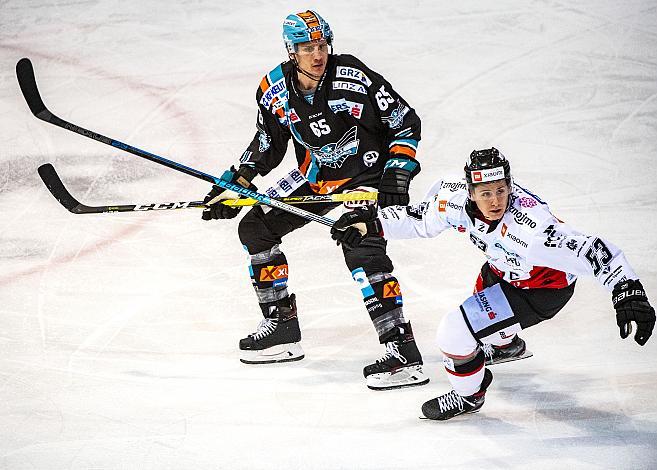 Steve Oleksy (EHC Liwest Black Wings Linz), Radim Matus (HC Orli Znojmo),  Eishockey,  EHC Liwest Black Wings Linz vs HC Orli Znojmo