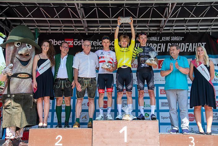 Podest Gesamt: 2. Platz Benjamin Eckerstorfer (AUT, Team Österreich), Sieger Frank Aron Ragilo (EST, Cannibal Team), 3. Platz Roman Ermakov (RUS, Team Cannibal), Bad Wimsbach - Strass im Attergau, Int. "Keine Sorgen" Junioren Rundfahrt UCI Kat. 2.1 MJ