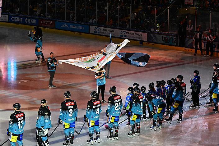 Das Team der Steinbach Black Wings Linz 17. Runde ICE, Steinbach Black Wings Linz vs Team Ferencvarosi Torna Club FTC-Telekom (HUN), Linz AG Eisarena 