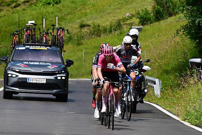 Die Ausreisser unterwegs am Furkajoch, Riccardo Zoidl (AUT, Hrinkow Advarics), Bob Jungels (LUX, Ineos Grenadiers), Sean Quinn (USA, EF Education - EasyPost),  , 5. Etappe Feldkirch - Feldkirch, Tour of Austria