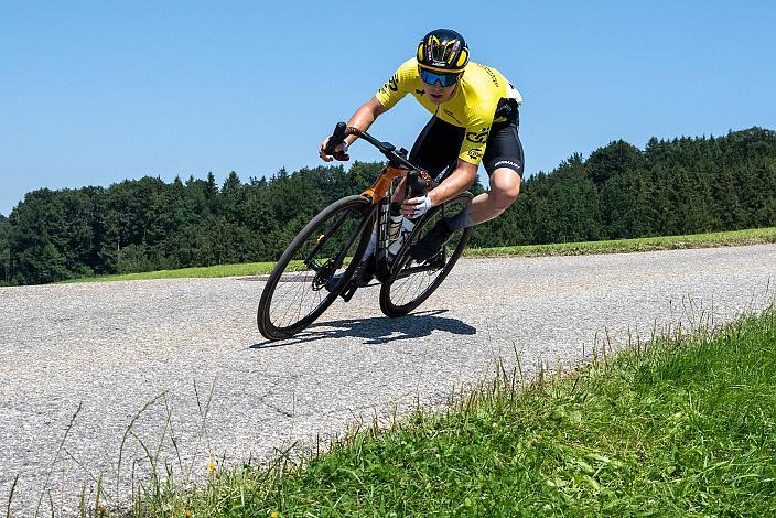 Im Gelben Trikot des Gesamtführenden Luis Grupp (GER, Team Deutschland), 3. Etappe Bad Wimsbach - Strass im Attergau, Int. Oberösterreichische Versicherung OÖ Junioren Oberösterreich Rundfahrt