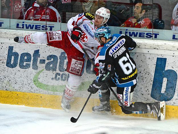 Patrick Spannring (Liwest Black Wings Linz) und David SChuller (EC KAC), EHC Liwest Black Wings Linz vs EC KAC, Play-Offs, Semifinale 