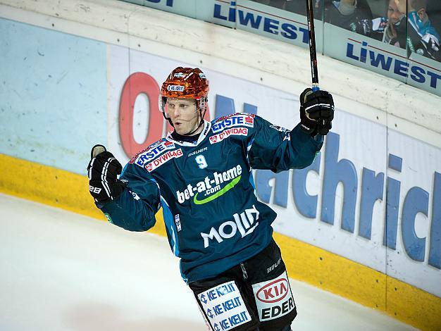 Jason Ulmer Linz, feiert, EHC Liwest Black Wings Linz vs HC Orli Znojmo