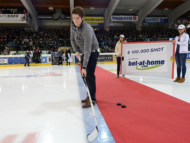 Die Teilnehmer am 100.000 Dollar Shot,  EHC Liwest Black Wings Linz vs KHL Medvescak Zagreb