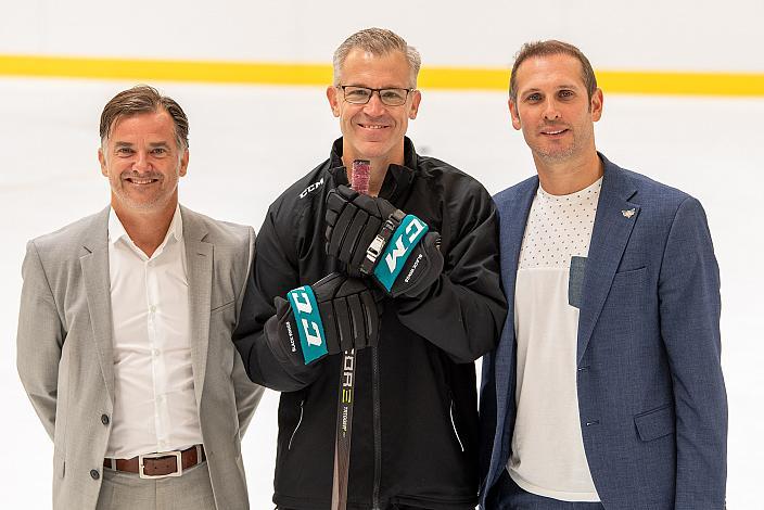 v.l. Präsident Peter Nader (Steinbach Black Wings Linz), Head Coach Dan Ceman (Steinbach Black Wings Linz), Manager Gregor Baumgartner (Steinbach Black Wings Linz) 