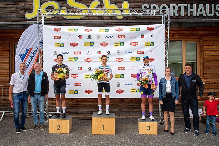 Podest Damen, 2. Platz Sabina Stadler (AUT, Mühl4tler Bike Team), Siegerin Anna Plattner (AUT, Team Physio 1.0 powered by Radsport Steixner), 3. Platz Gabriela Erharter (AUT, Union Raiffeisen Radteam Tirol), NÖ, Österreichsen Meisterschaft Berg, ÖRV RadLiga, Radsport, Radliga, ÖRV, Damen Elite,