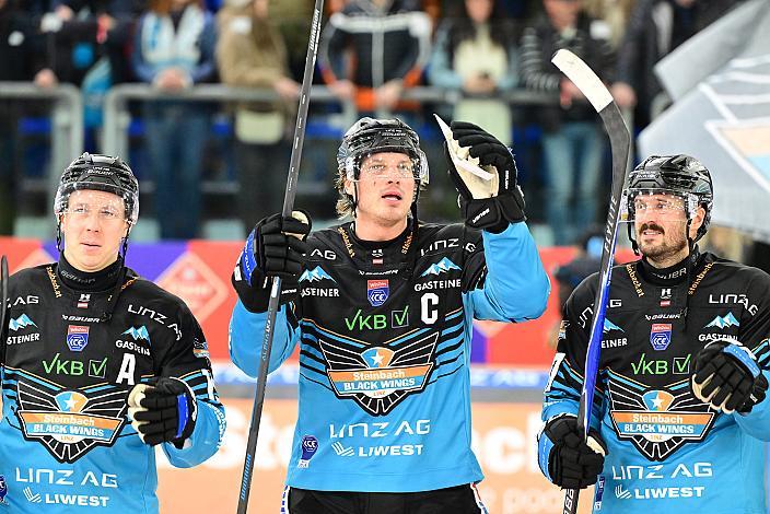 Spieler des Abends Brian Lebler (Steinbach Black Wings Linz), 19. Runde ICE, Steinbach Black Wings Linz vs HC Pustertal Wölfe, Linz AG Eisarena 