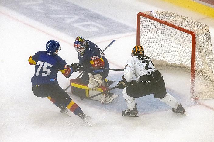 Tormann Dominik Hrachowina (Motor Ceske Budejovice), Shawn St.Amant (Steinbach Black Wings Linz) Steinbach Black Wings Linz vs Motor Ceske Budejovice, Win2day ICE Hockey League