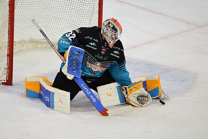 Tormann Rasmus Tirronen (Steinbach Black Wings Linz) Spiel 2 Pre-Playoffs,  ICE, Steinbach Black Wings Linz vs EC iDM Wärmepumpen VSV, Linz AG Eisarena 