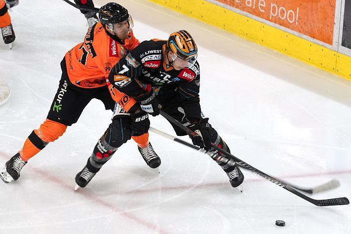 Erik Kirchschläger (Moser Medical Graz 99ers), Brian Lebler (Steinbach Black Wings Linz)  Steinbach Black Wings Linz vs Moser Medical Graz 99ers, 24. Runde, ICE Hockey League, Steinbach Black Wings Linz, Linz AG Eisarena 