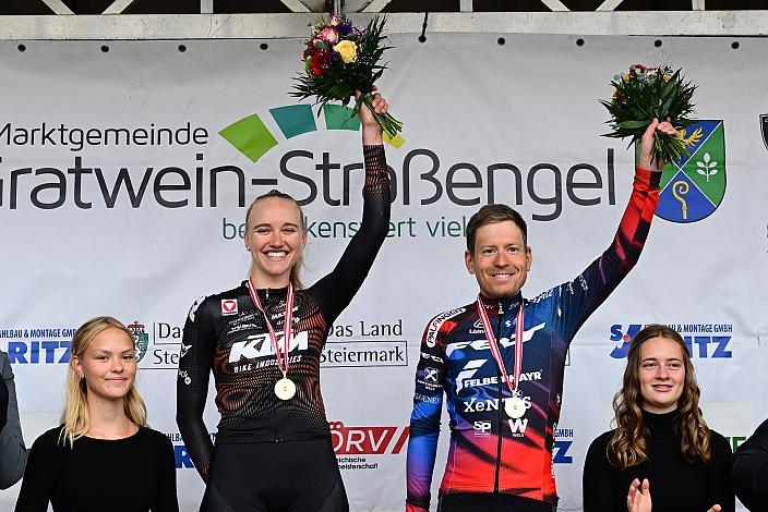 Bergmeister Siegerin Katharina Sadnik (AUT, KTM FACTORY MTB TEAM),  Sieger Hermann Pernsteiner (AUT, Team Felt - Felbermayr) Road Cycling League, Judendorf - Plesch, Stmk